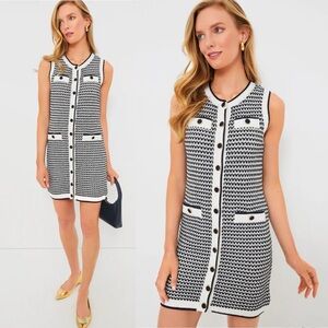 New Pomander Place Navy Stripe Bardot Knit Mini Dress